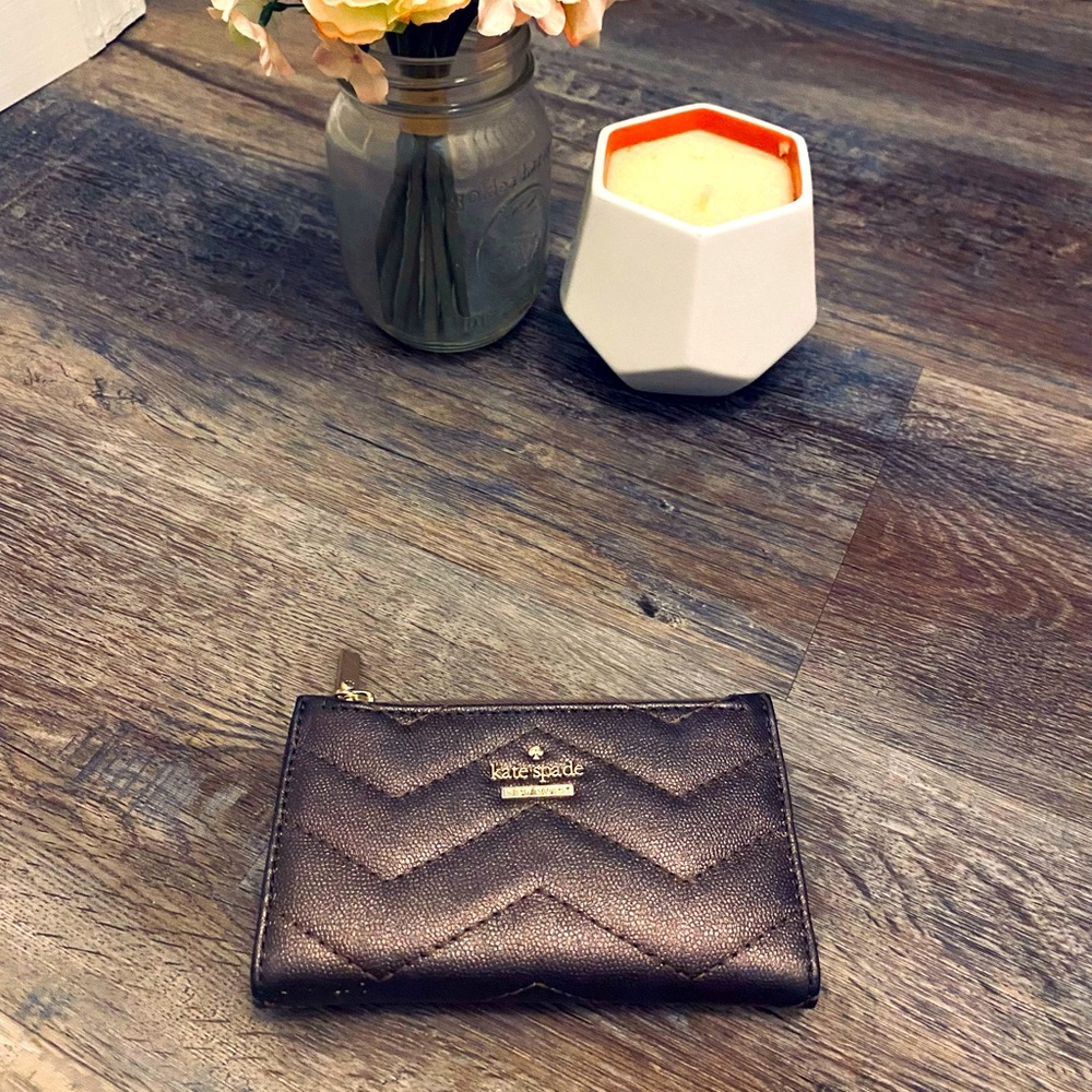 Kate Spade metallic bronze snap closure wallet